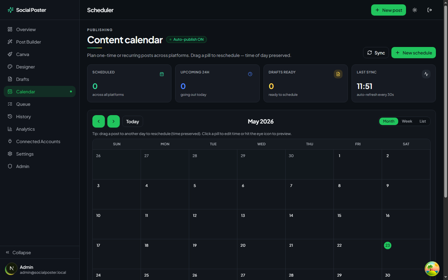 Scheduler screenshot
